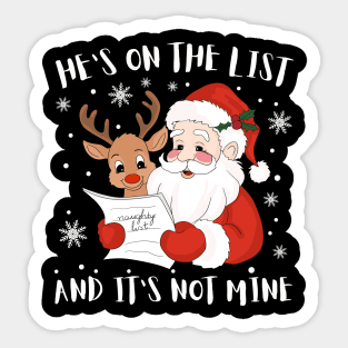 Hes On The List Funny Christmas Humor Sticker